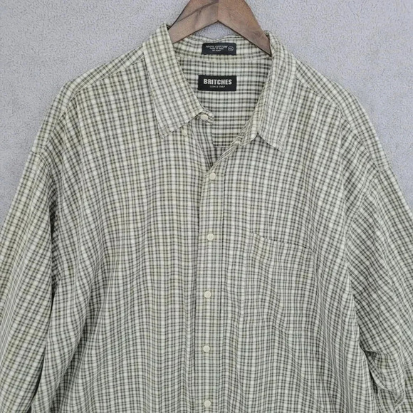 Britches Mens Plaid Long Sleeve Button-Up Shirt XXL 100% Cotton Green 20PT - Picture 5 of 6